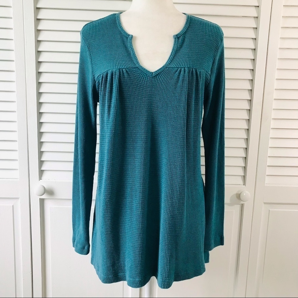 2/$25 ANTHROPOLOGIE T.LA Turquoise V-Neck Sweater Size Medium